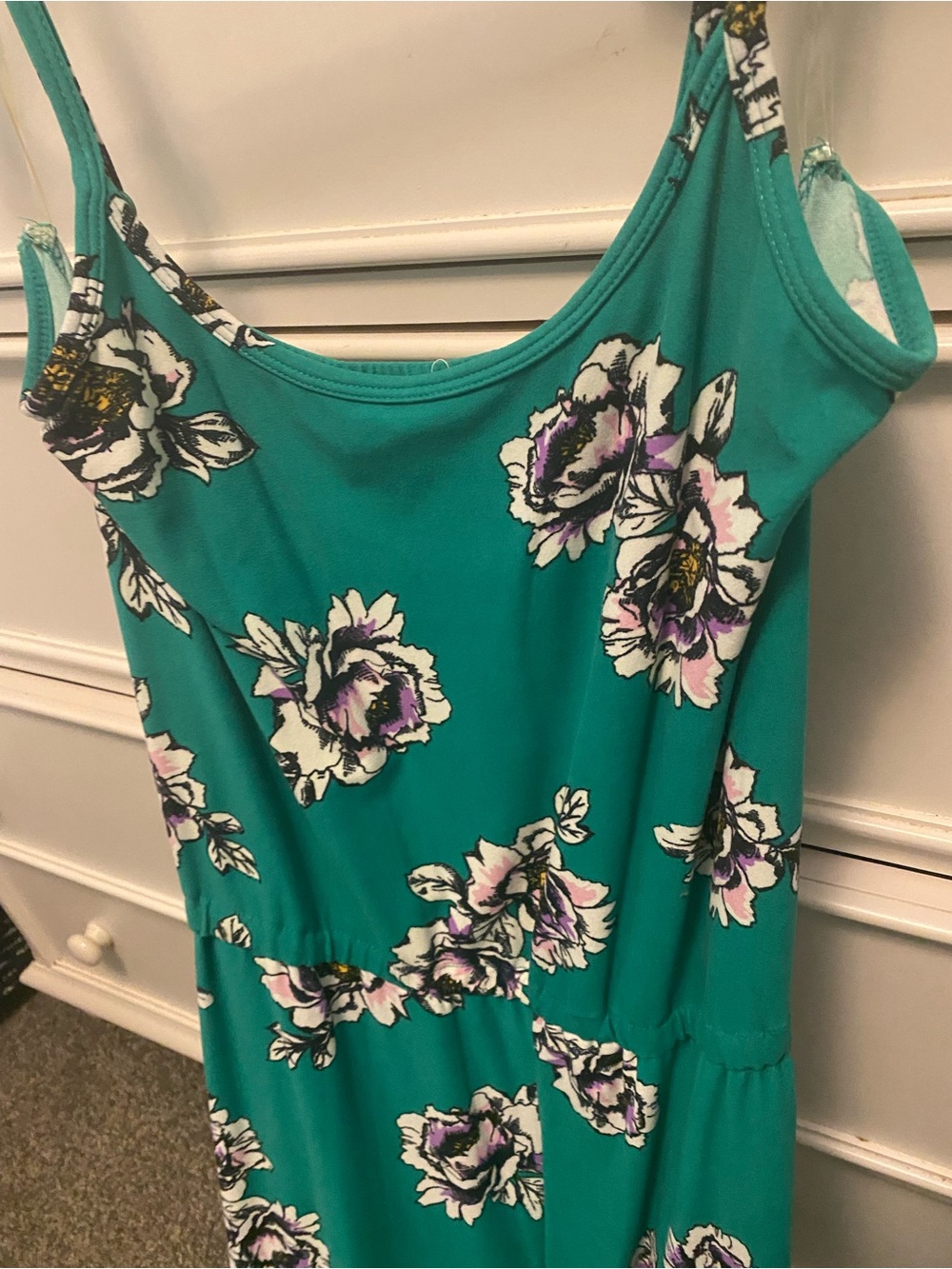 eye candy Teal Floral Spaghetti-Strap Dress